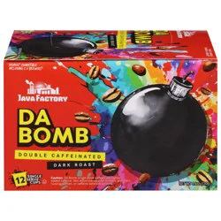 Java Factory Double Caffeinated Dark Roast Da Bomb Coffee 12 Single Serve Cups - 12 ct