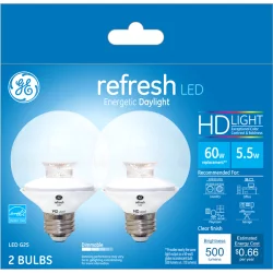 Ge Refresh Led Hd 5.5W G25 Globe Clear 60Weq