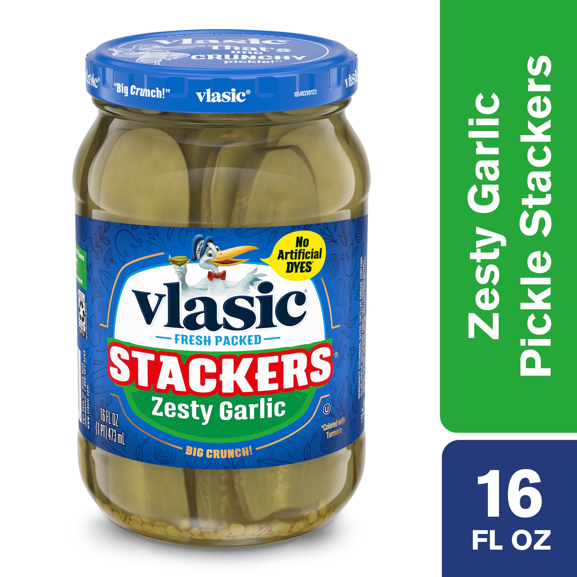 slide 1 of 2, Vlasic Stackers Zesty Garlic Pickles, 16 fl oz., 16 fl oz