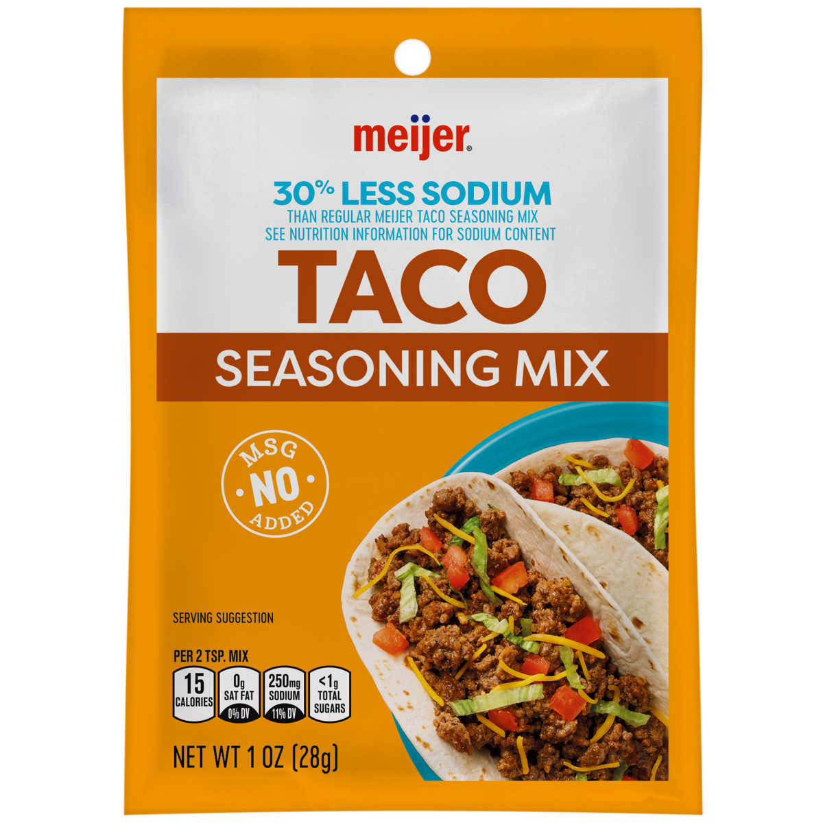 slide 1 of 5, Meijer Reduced Sodium Taco Seasoning Mix, 1 oz