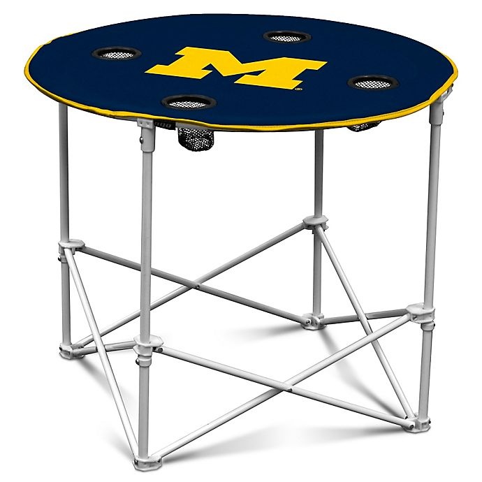 slide 1 of 1, NCAA University of Michigan Round Collapsible Table, 1 ct