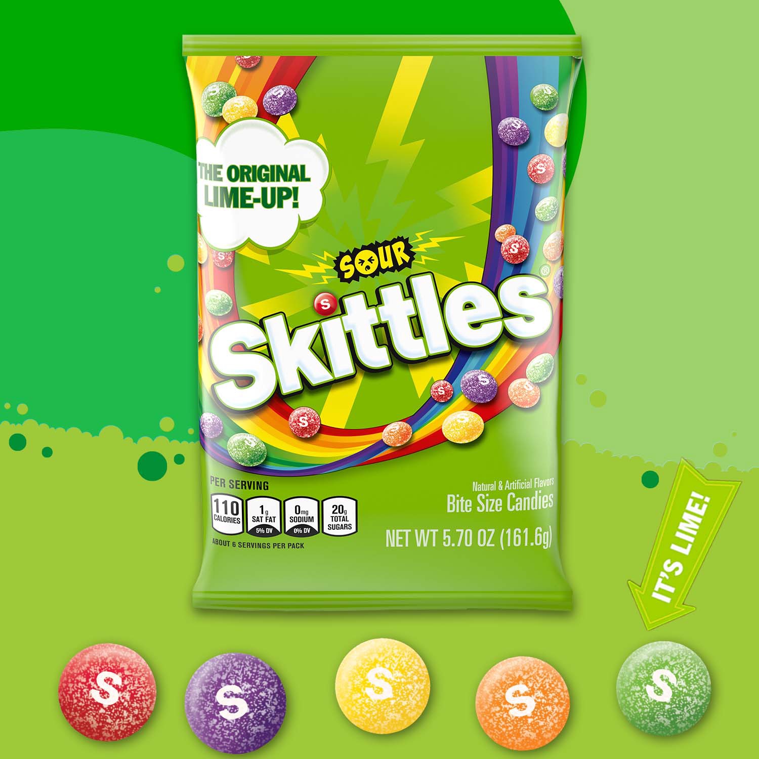 slide 3 of 8, SKITTLES Sour Candy, 5.7 oz Bag, 5.7 oz