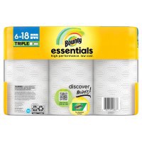 slide 2 of 29, Bounty Essentials Select-A-Size Paper Towels, 6 Triple Rolls, White, 162 Sheets Per Roll, 6 ct