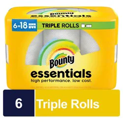 Bounty Essentials Select-A-Size Paper Towels, 6 Triple Rolls, White, 162 Sheets Per Roll