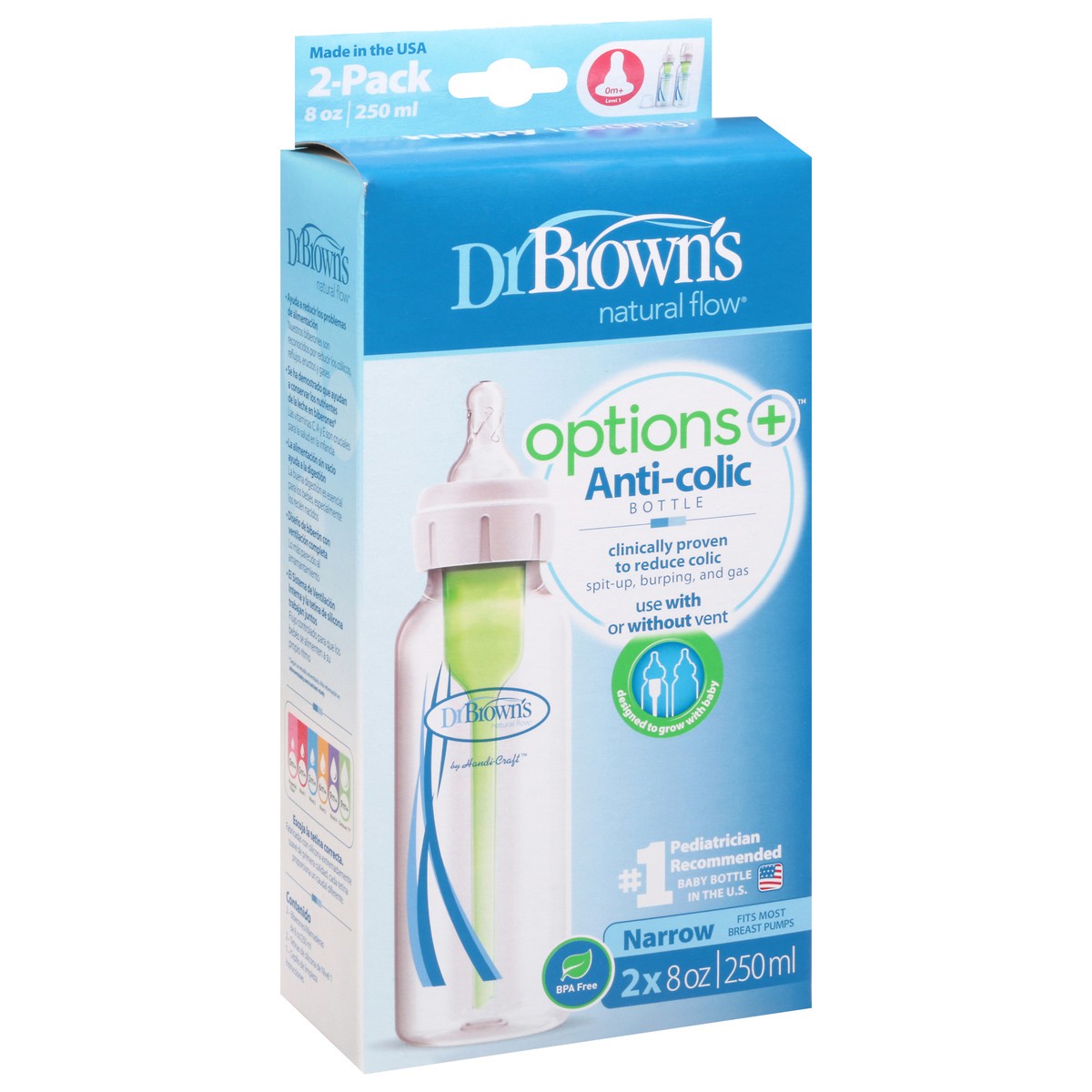 slide 6 of 10, Dr. Brown's Options+ 8 Ounce Anti-Colic Bottle 2 ea, 2 ct