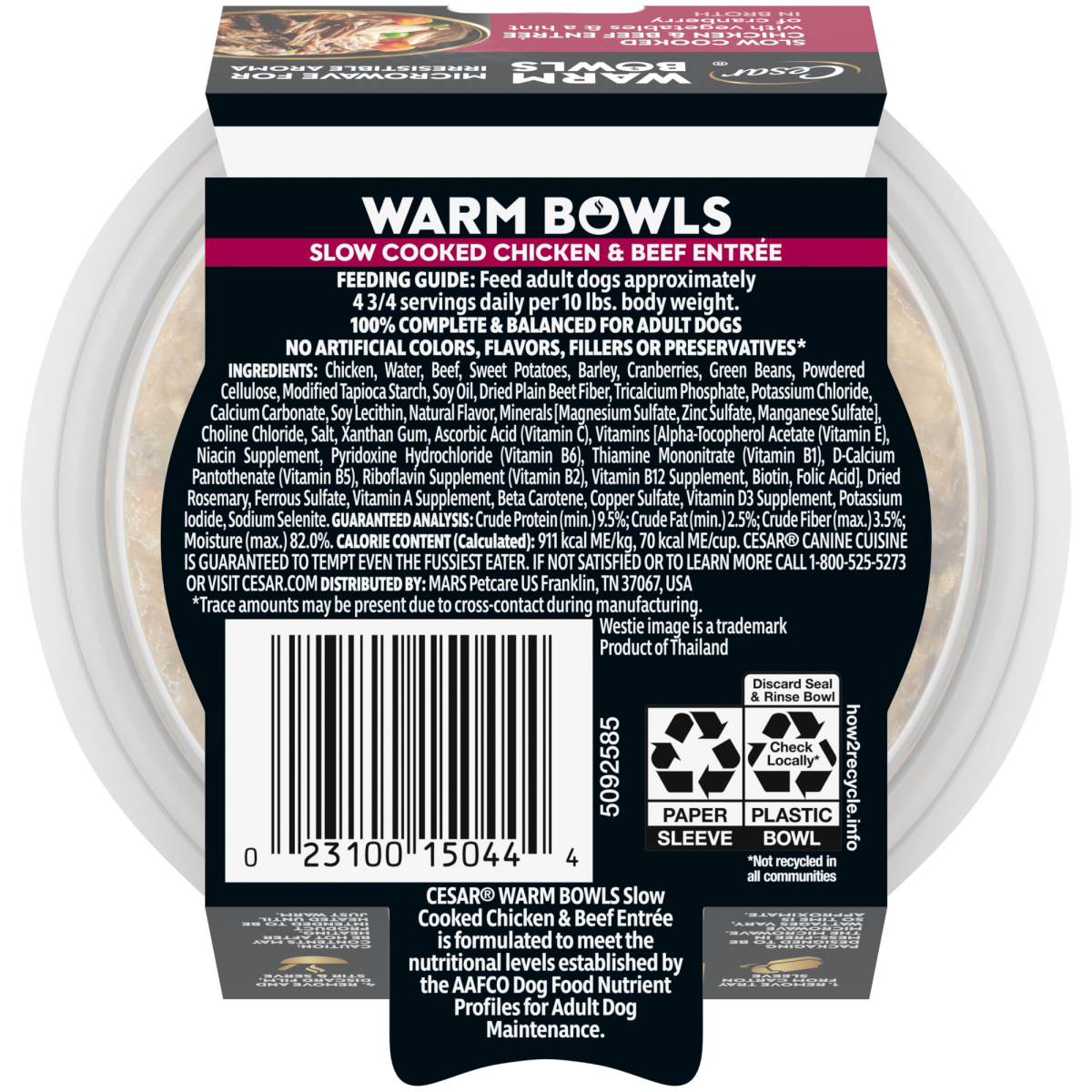 slide 6 of 29, Cesar Warm Bowls Slow Cooked Chicken & Beef Entree Canine Cuisine 2.7 oz, 2.7 oz