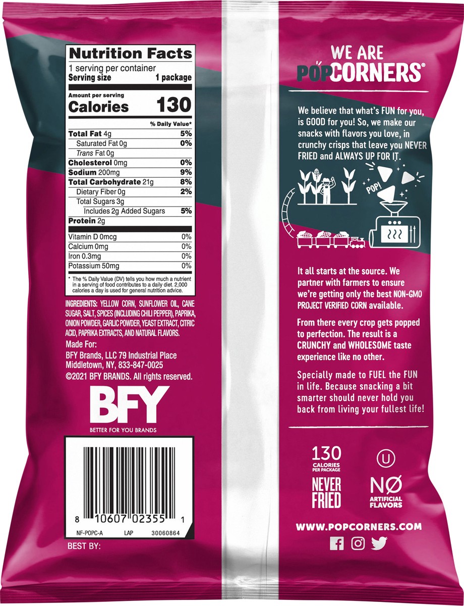 slide 7 of 8, PopCorners The Crunchy And Wholesome Popped Corn Snack Sweet Chili 1 Oz, 1 oz