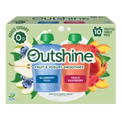 Outshine Fruit & Yogurt Smoothie Variety Pack, 10-Pack of 3.5oz Blueberry Pear & Peach Raspberry Yogurt Pouches