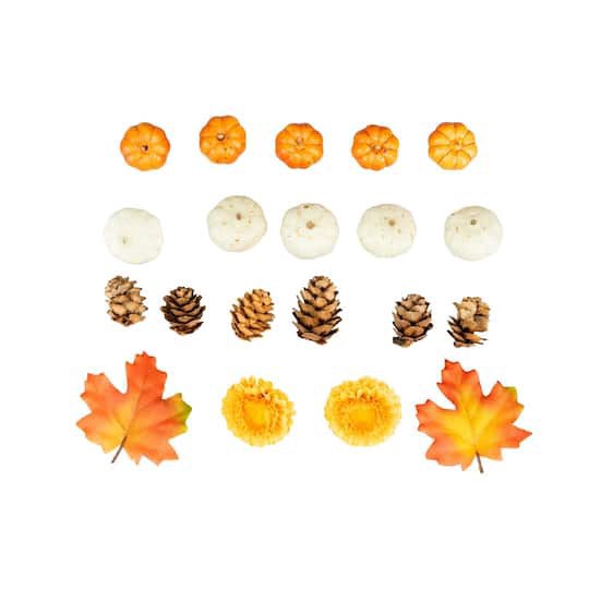 slide 1 of 1, Pumpkin, Pinecone & Leaves Mix Decorative Components By Ashland, 6.3 in x 5.91 in x 1.18 in