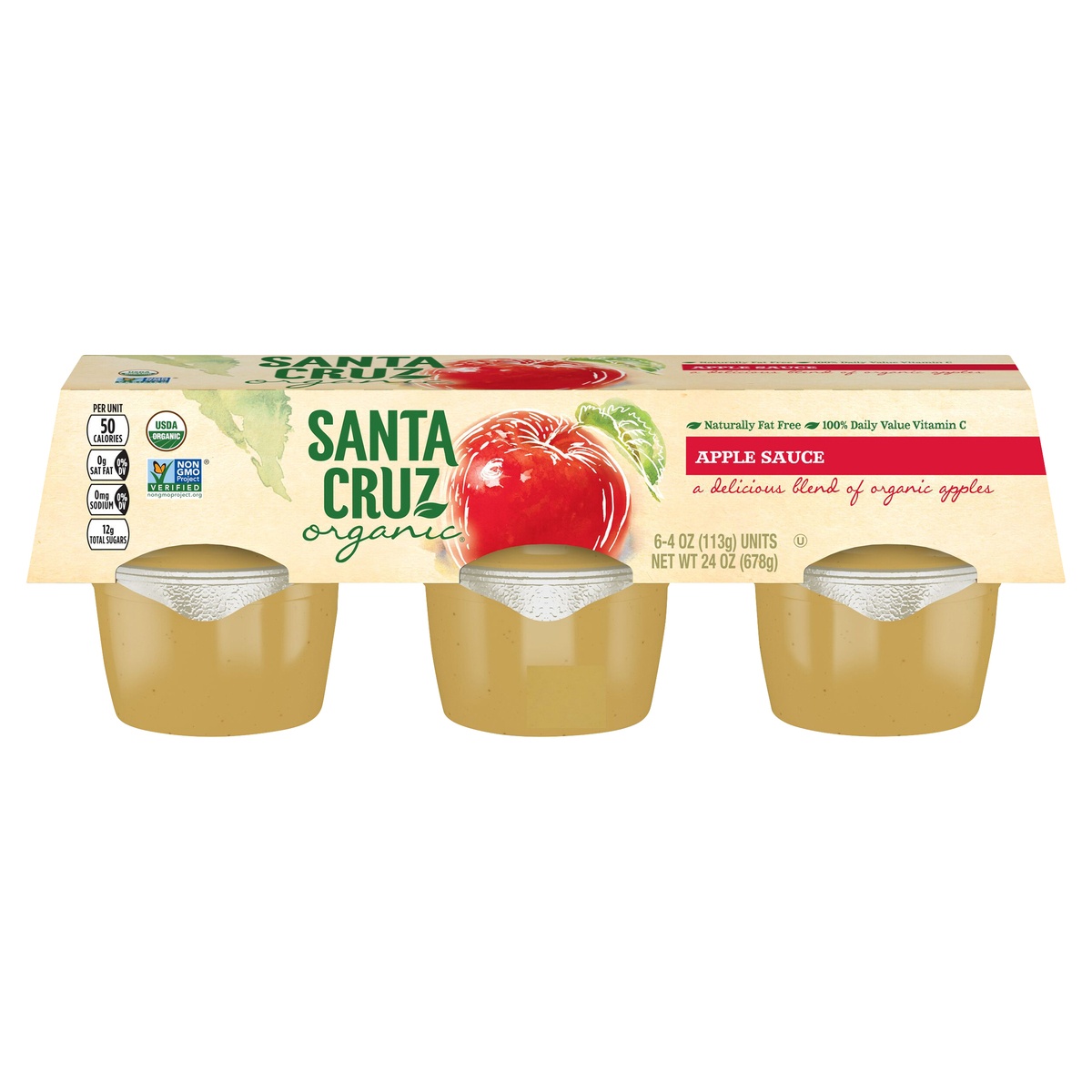 slide 1 of 1, Santa Cruz Organic Apple Sauce, 6 ct; 4 oz