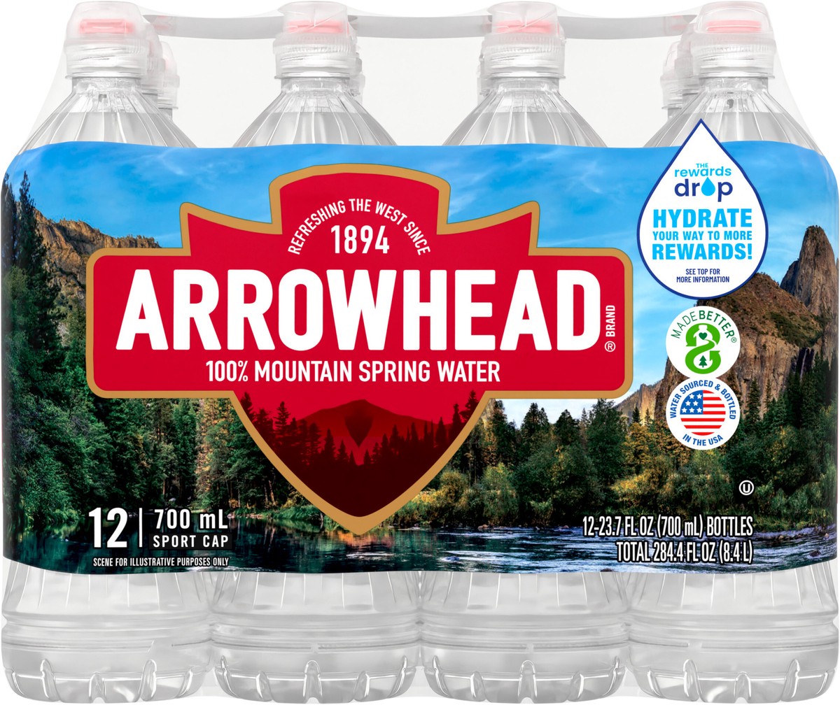 slide 2 of 11, Arrowhead 100% Mountain Spring Water Mini Plastic Bottles - 12 ct; 23.7 fl oz, 12 ct; 23.7 fl oz