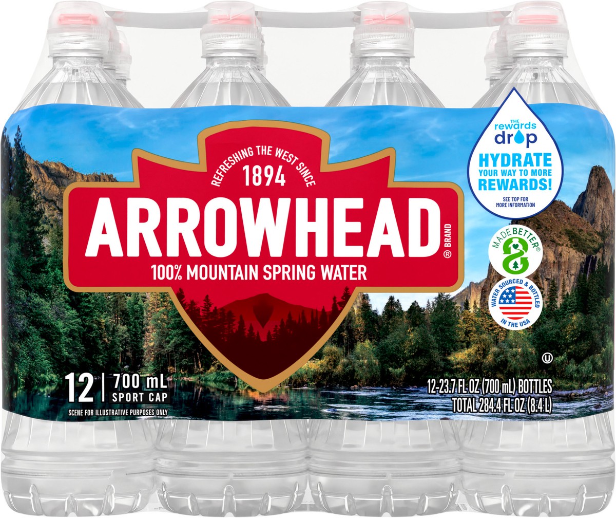 slide 5 of 11, Arrowhead 100% Mountain Spring Water Mini Plastic Bottles - 12 ct; 23.7 fl oz, 12 ct; 23.7 fl oz