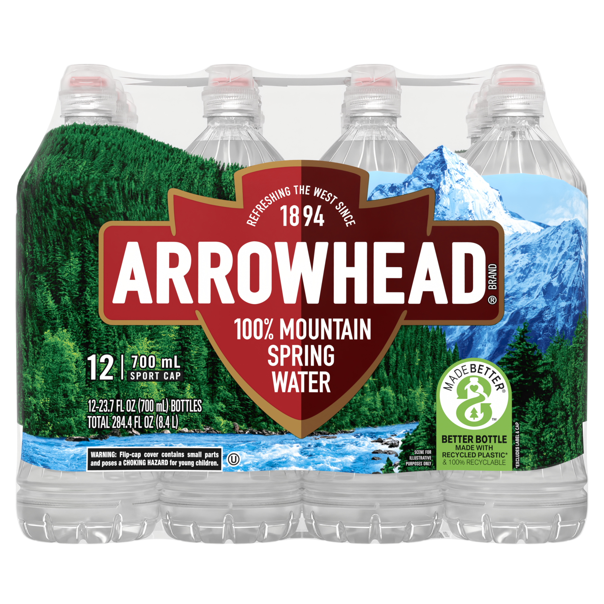 slide 1 of 11, Arrowhead 100% Mountain Spring Water Mini Plastic Bottles - 12 ct; 23.7 fl oz, 12 ct; 23.7 fl oz