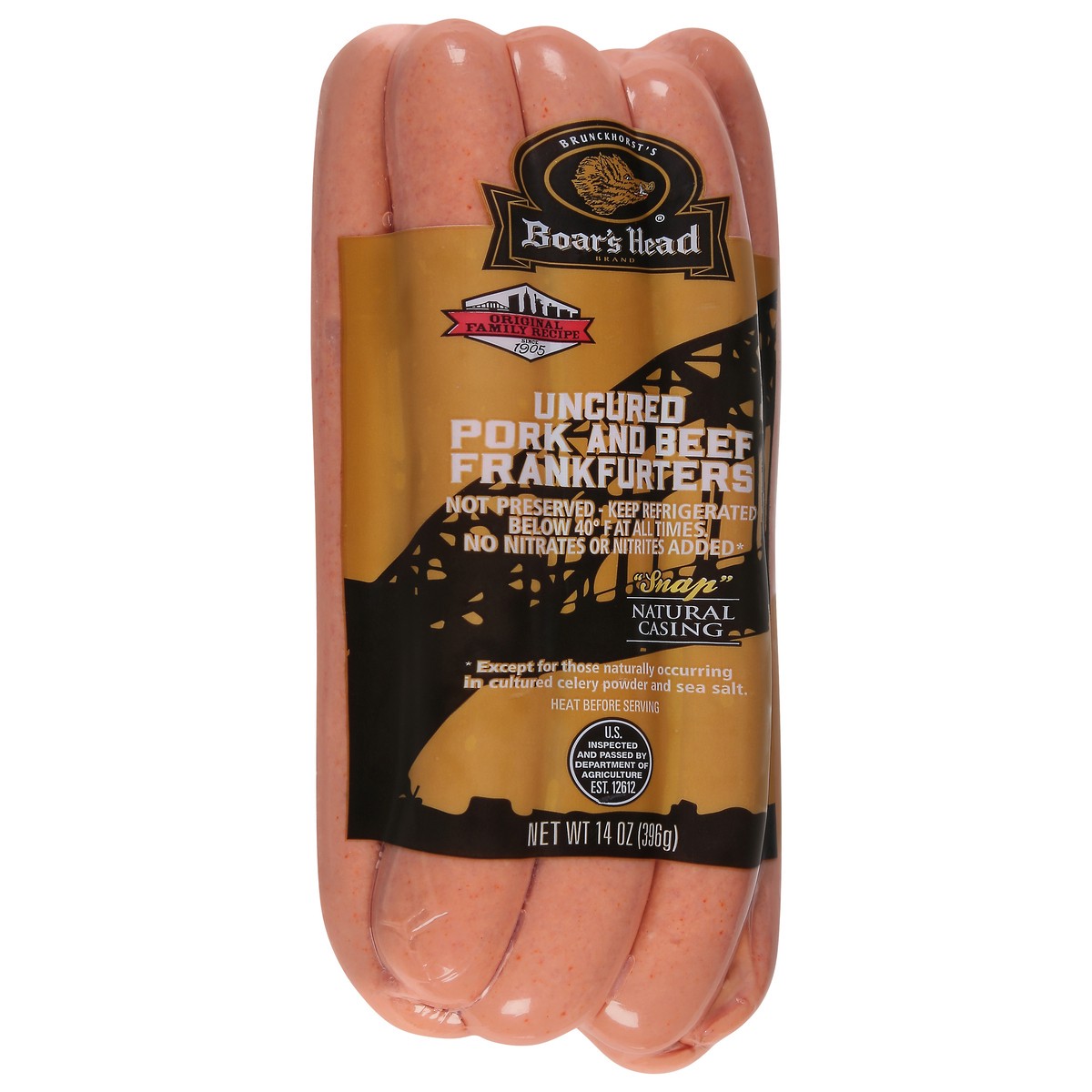 slide 9 of 9, Boar's Head Pork & Beef Frankfurters Natural Casing, 1 ct