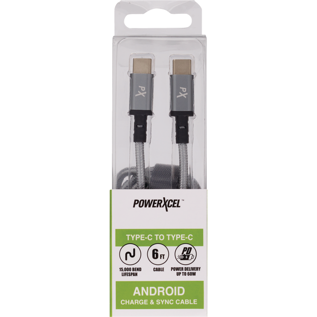 slide 1 of 1, power xcel Usb-C To Type C Cable 6 Feet, 1 ct