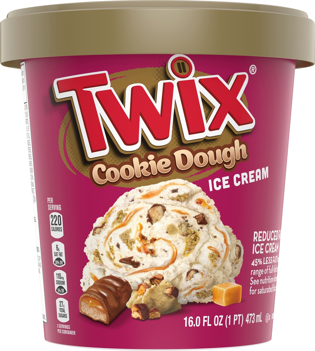 slide 2 of 8, TWIX Ice Cream Cookie Dough Pint 16 oz, 16 fl oz