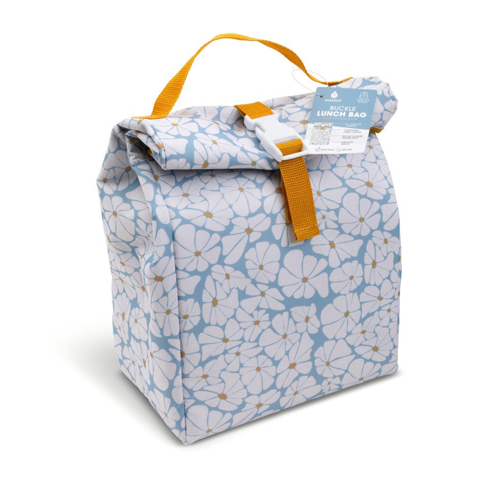 slide 3 of 3, Core Home Manna Buckle Lunch Bag Blue Flowers, 1 ct