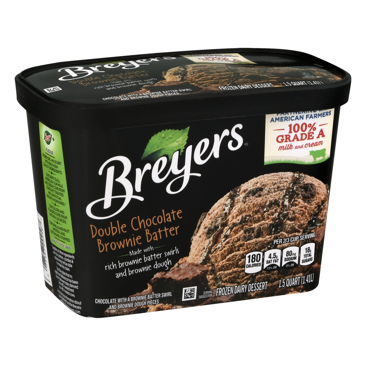 slide 2 of 10, Breyers Double Chocolate Brownie Batter Ice Cream, 48 oz