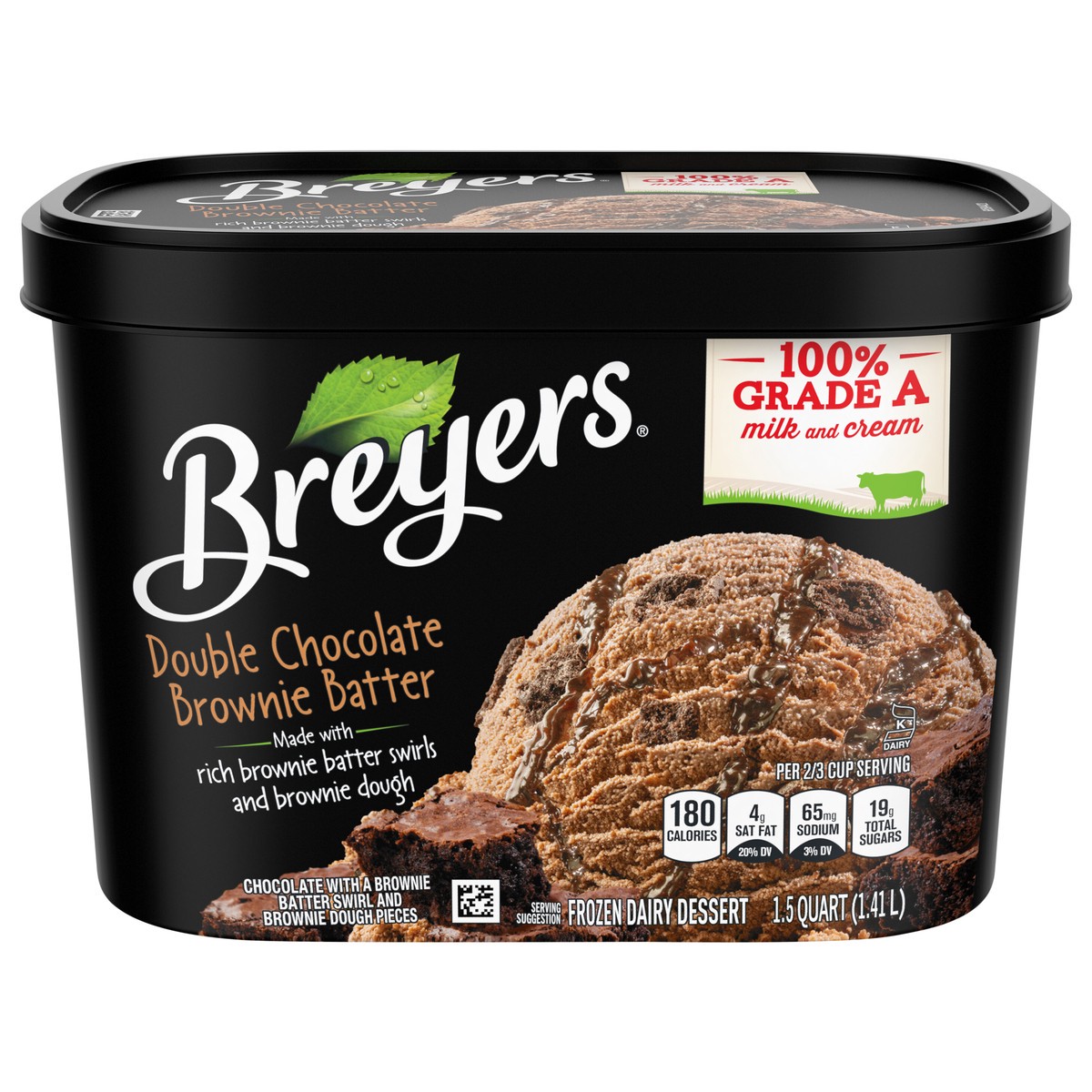 slide 1 of 9, Breyers Ice Cream Double Chocolate Brownie Batter, 1.5 qt
