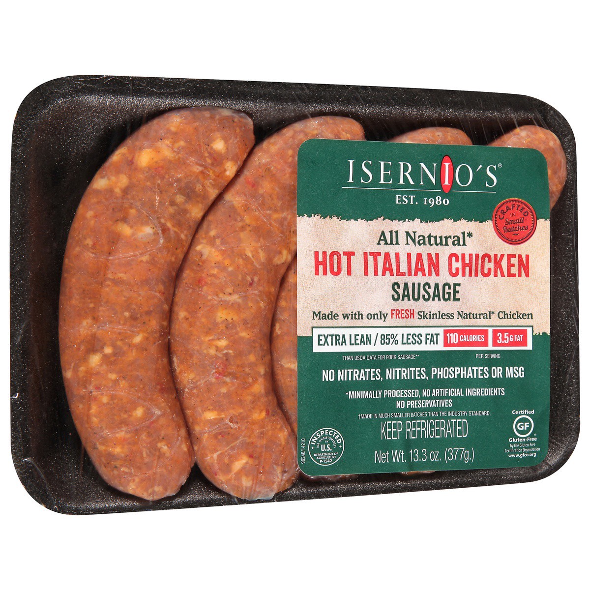 slide 5 of 9, Isernio's Hot Italian Chicken Sausage 13.3 oz, 13.3 oz