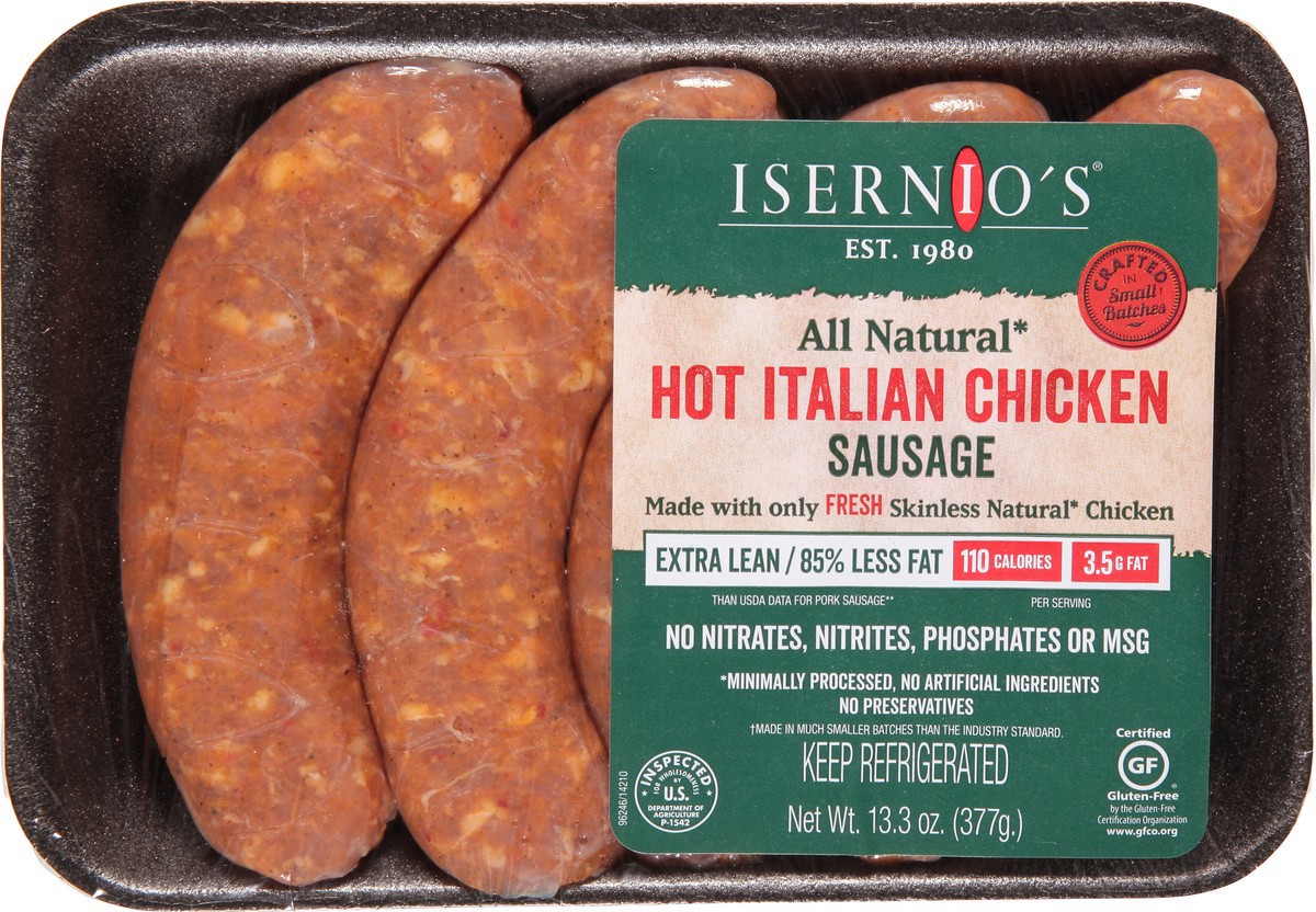 slide 4 of 9, Isernio's Hot Italian Chicken Sausage 13.3 oz, 13.3 oz