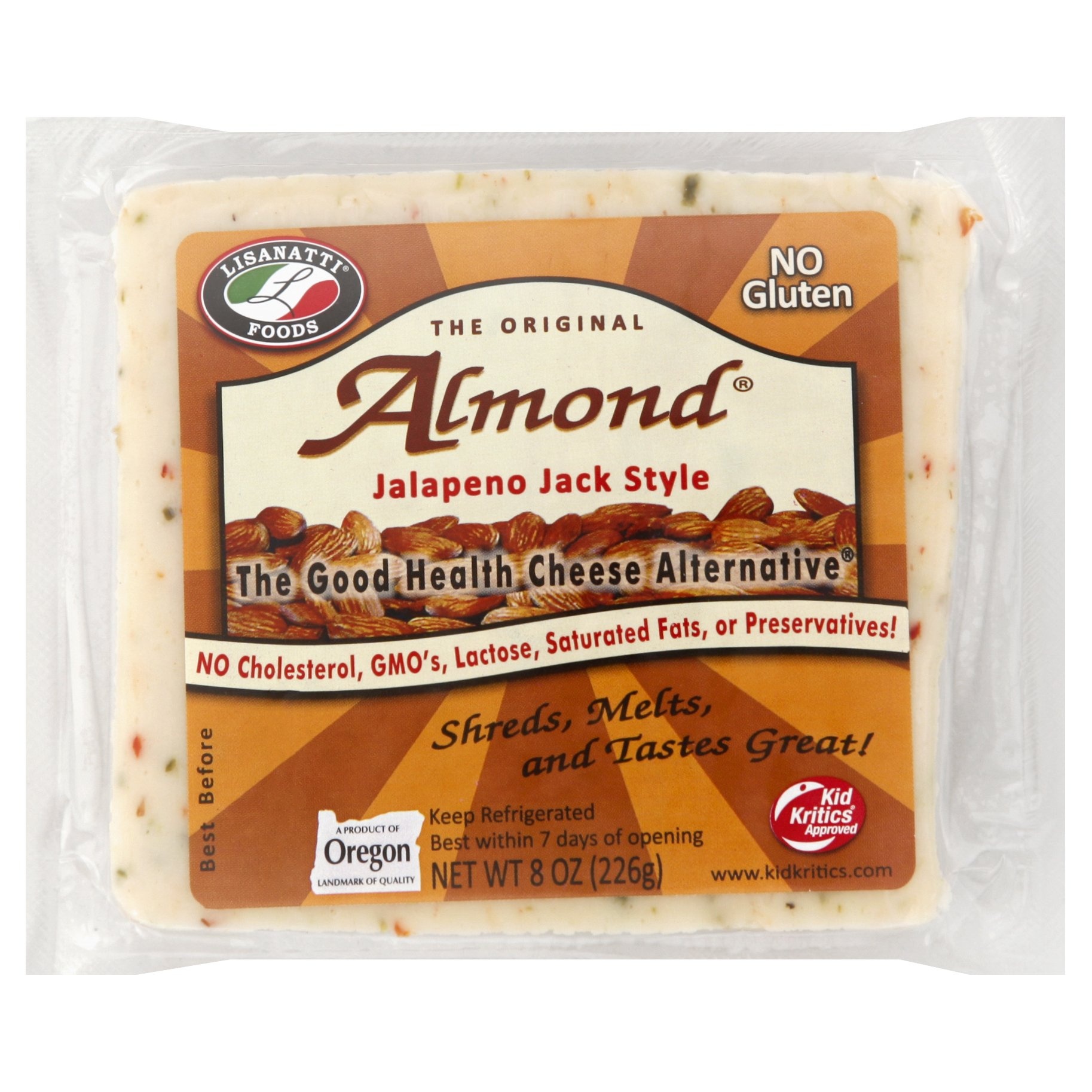 slide 1 of 3, Lisanatti Foods Lisanatti Jalapeno Jack Almond Cheese, 8 oz