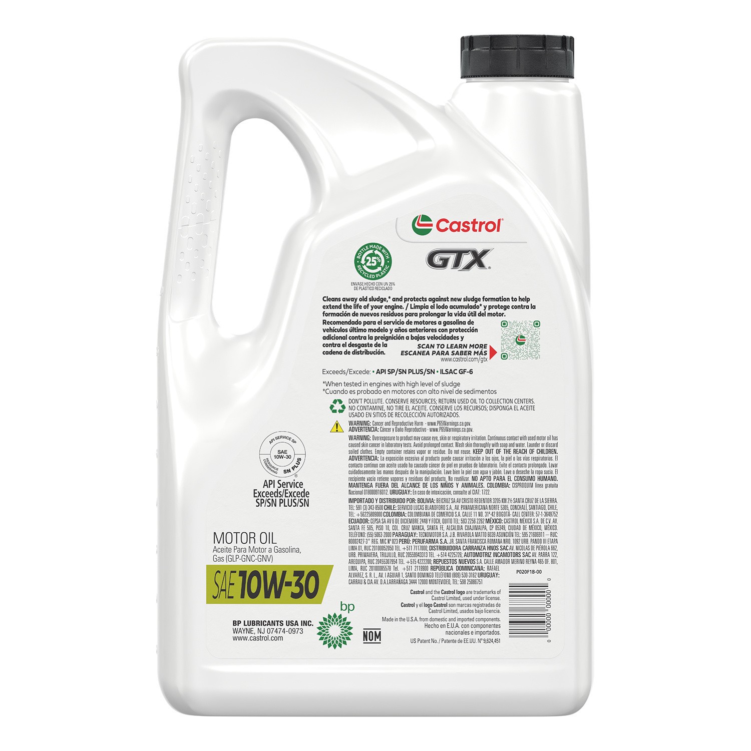 slide 8 of 10, Castrol GTX 10W-30 Conventional Motor Oil, 5 Quarts, 160 fl oz