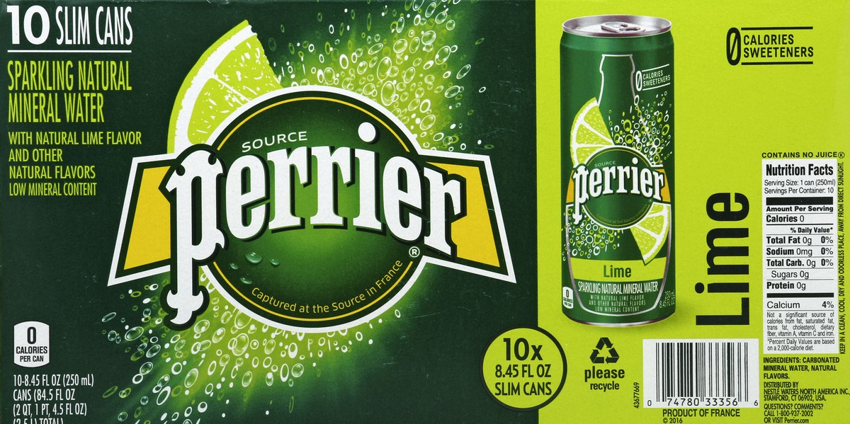 slide 2 of 7, PERRIER Lime Flavored Carbonated Mineral Water, 84.5 oz