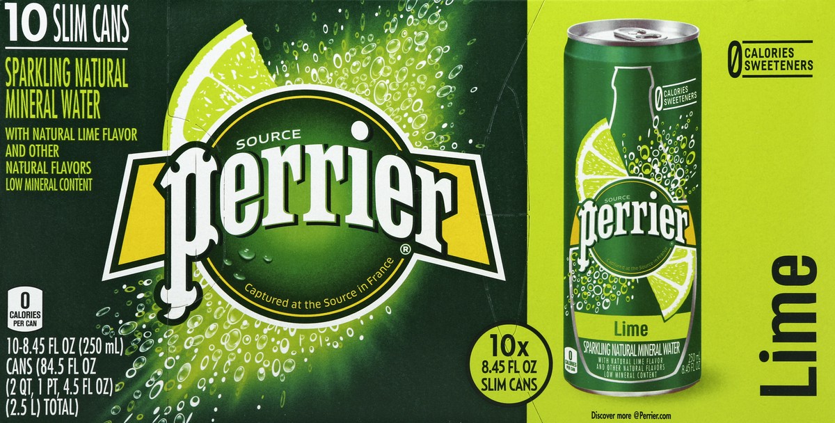 slide 4 of 7, PERRIER Lime Flavored Carbonated Mineral Water, 84.5 oz
