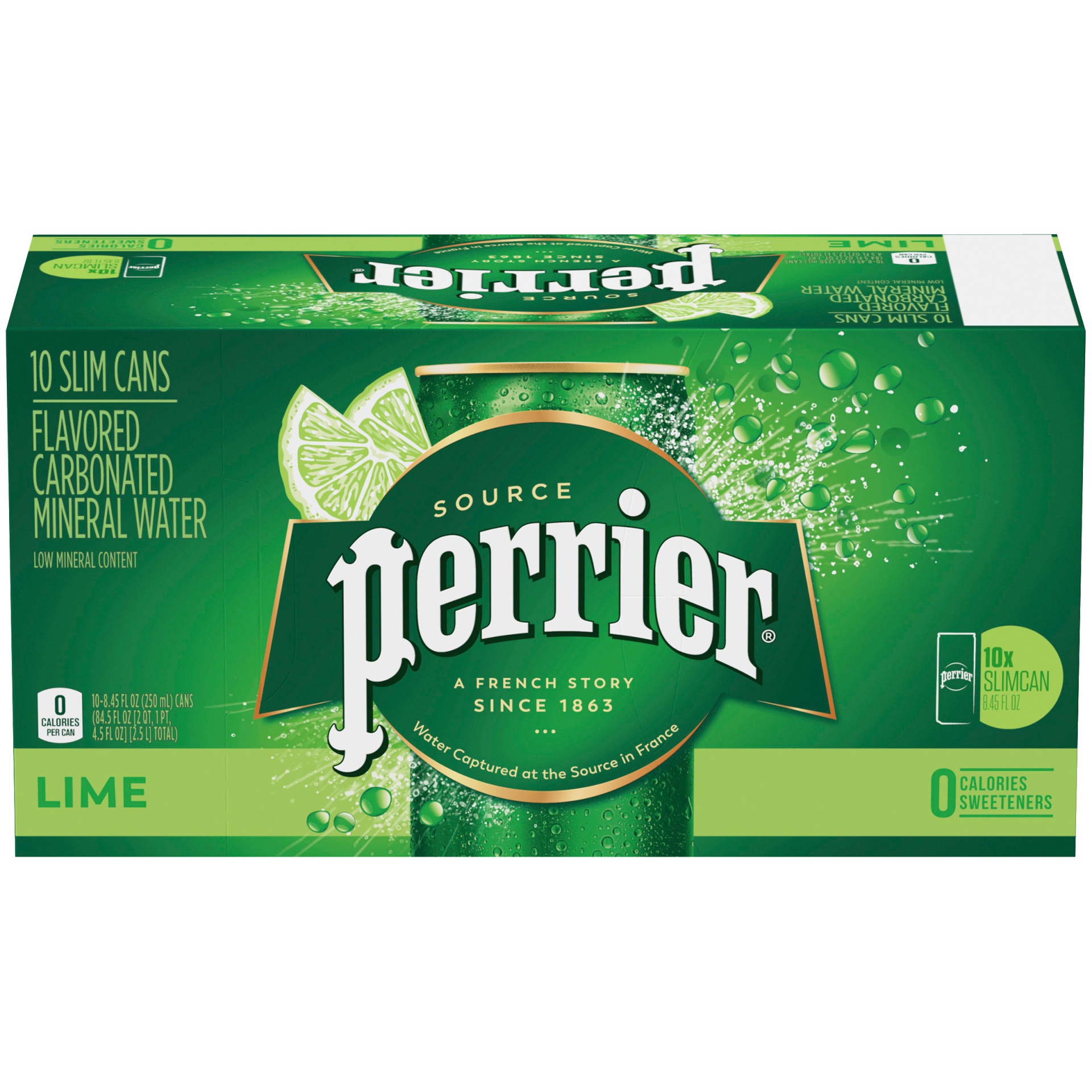 slide 1 of 7, PERRIER Lime Flavored Carbonated Mineral Water, 84.5 oz