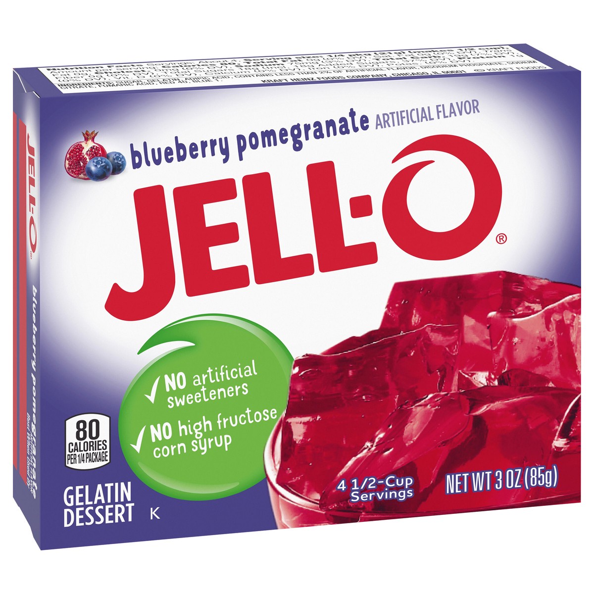 slide 10 of 13, Jell-O Blueberry Pomegranate Gelatin Dessert Mix, 3 oz Box, 3 oz