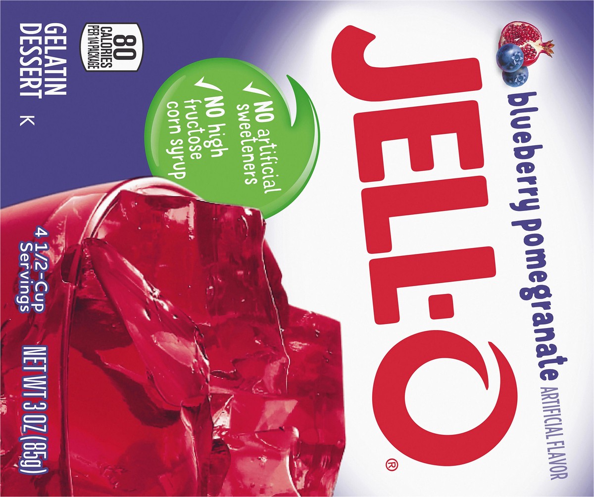 slide 8 of 13, Jell-O Blueberry Pomegranate Gelatin Dessert Mix, 3 oz Box, 3 oz