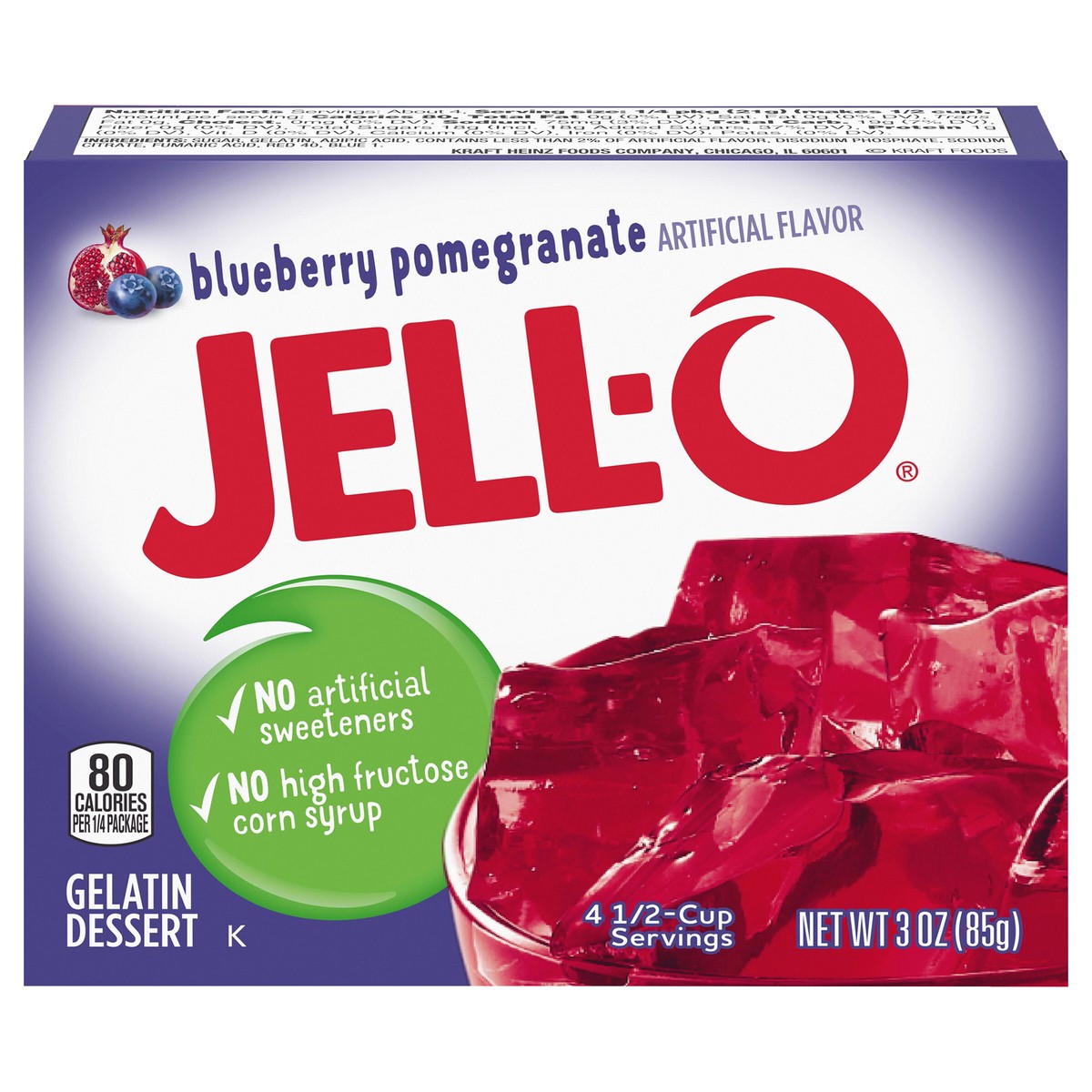 slide 13 of 13, Jell-O Blueberry Pomegranate Gelatin Dessert Mix, 3 oz Box, 3 oz