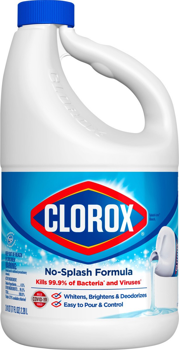 slide 2 of 7, Clorox Splash-Less Regular Bleach, 2.41 qt