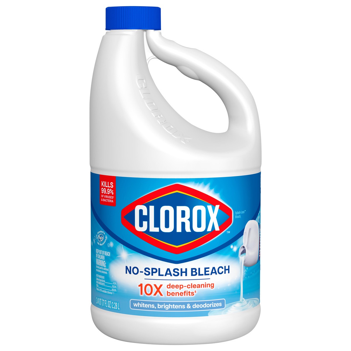 slide 1 of 7, Clorox Splash-Less Regular Bleach, 2.41 qt