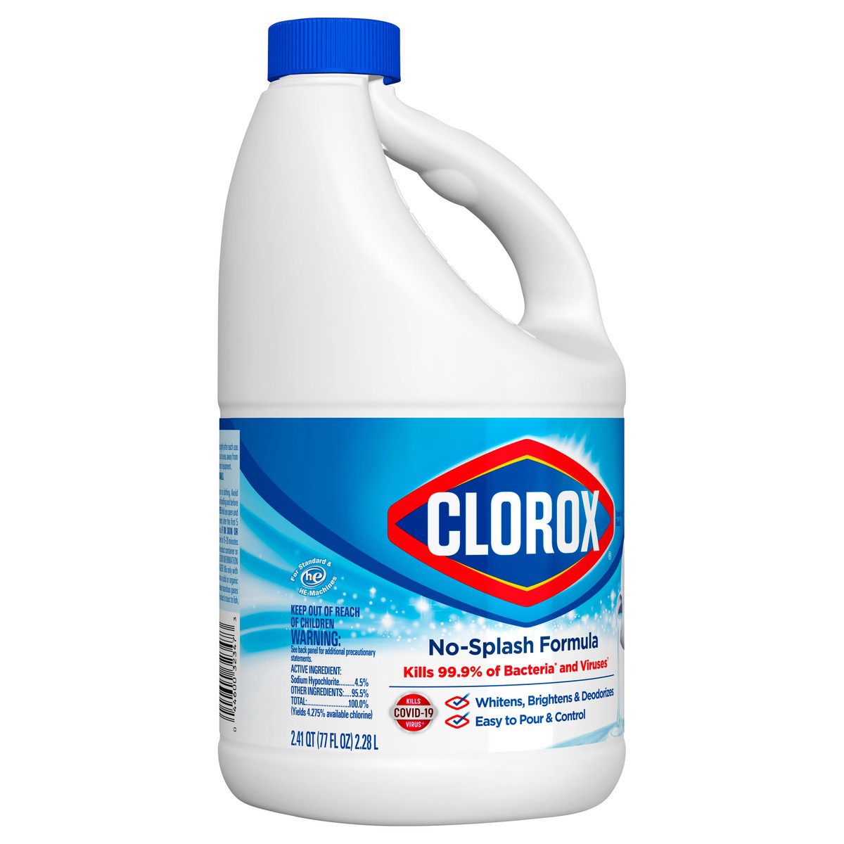 slide 4 of 7, Clorox Splash-Less Regular Bleach, 2.41 qt