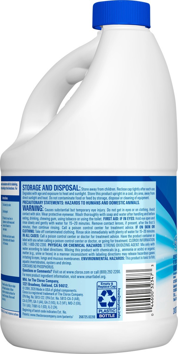 slide 3 of 7, Clorox Splash-Less Regular Bleach, 2.41 qt
