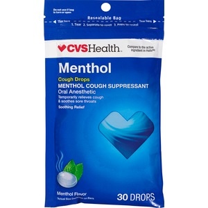 slide 1 of 1, CVS Health Cough Drops Menthol Cough Suppressant, Menthol, 30 ct
