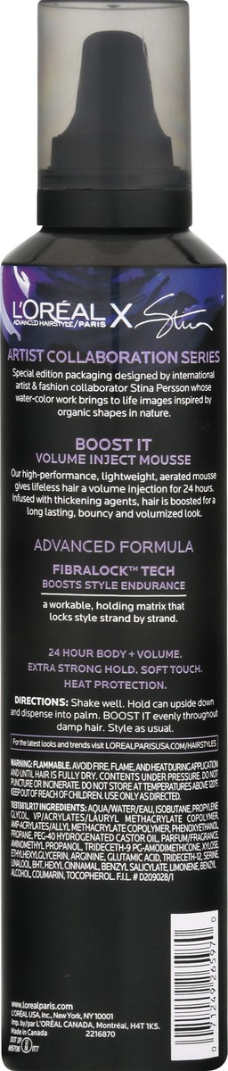 slide 5 of 9, L'Oréal L'Oreal Paris Advanced Hairstyle Boost It Volume Inject Mousse, 8.3 fl oz