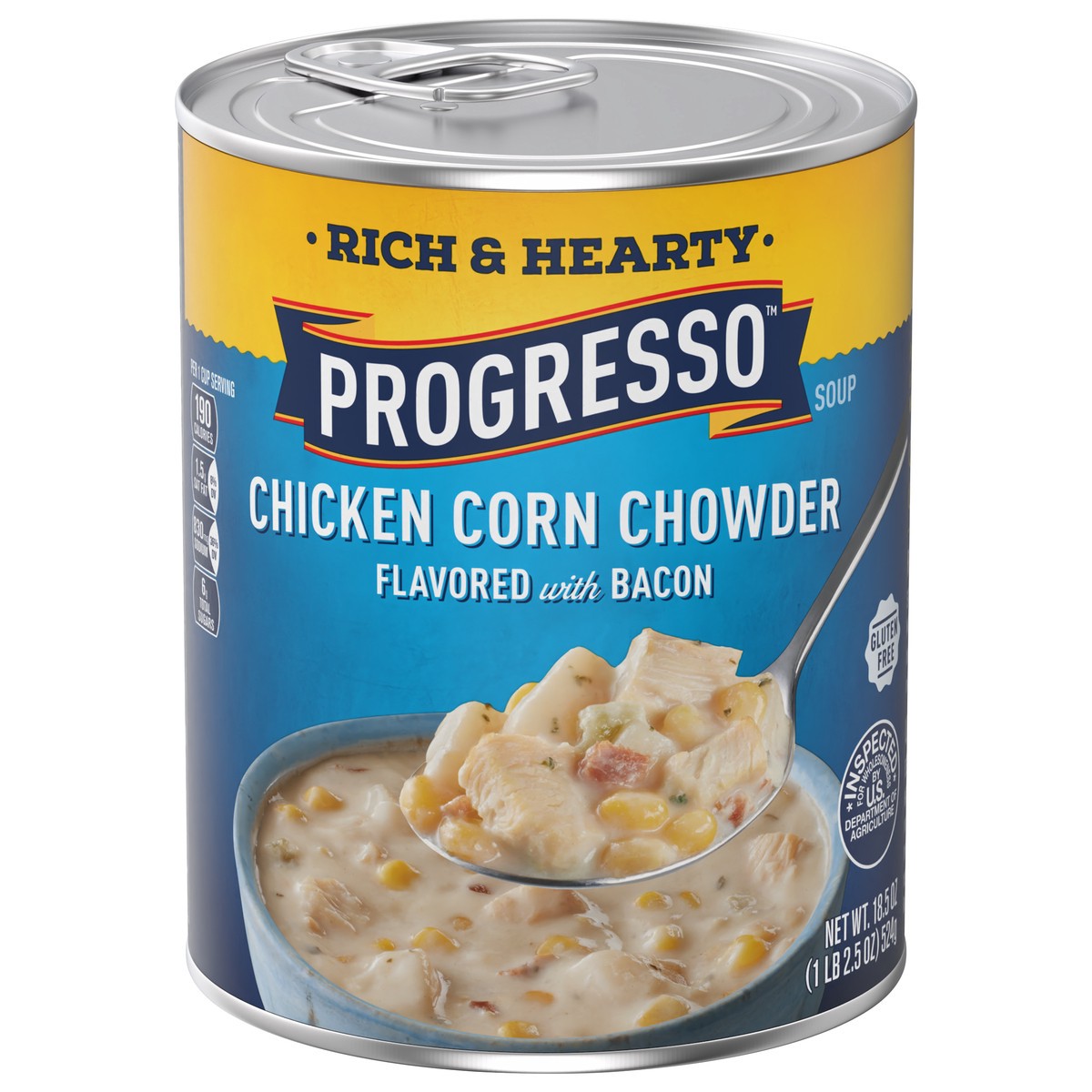 slide 1 of 139, Progresso Rich & Hearty, Chicken Corn Chowder Canned Soup, Flavored With Bacon, Gluten Free, 18.5 oz., 18.5 oz