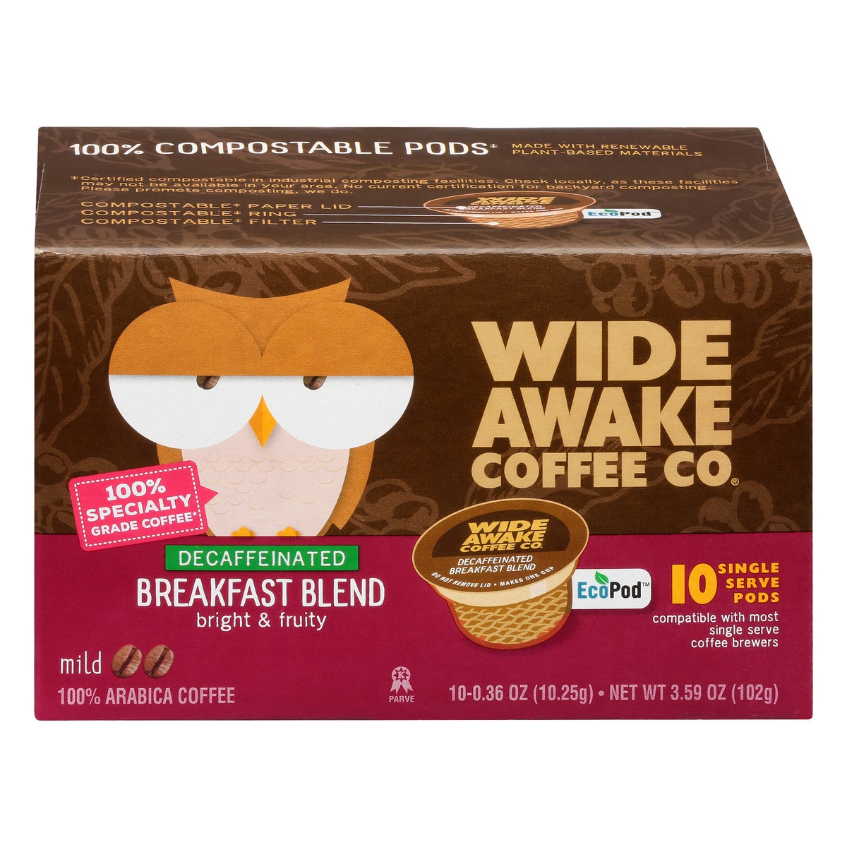 slide 4 of 15, Wide Awake Coffee Co. Single Serve Pods Decaffeinated Mild Breakfast Blend Coffee - 10 ct, 10 ct
