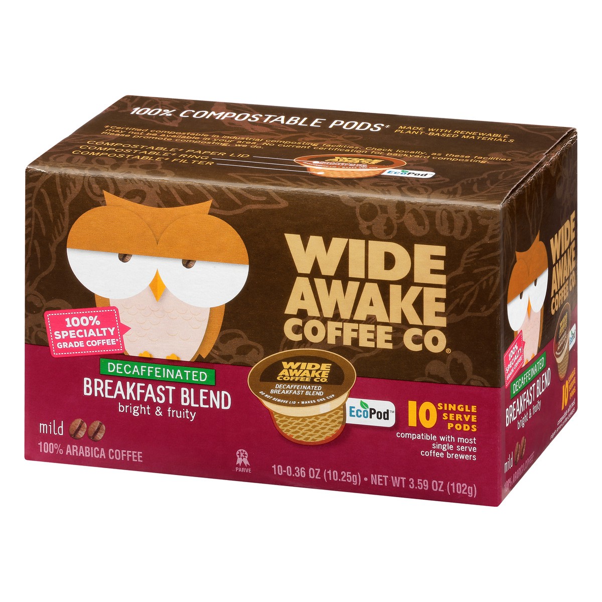 slide 7 of 15, Wide Awake Coffee Co. Single Serve Pods Decaffeinated Mild Breakfast Blend Coffee - 10 ct, 10 ct