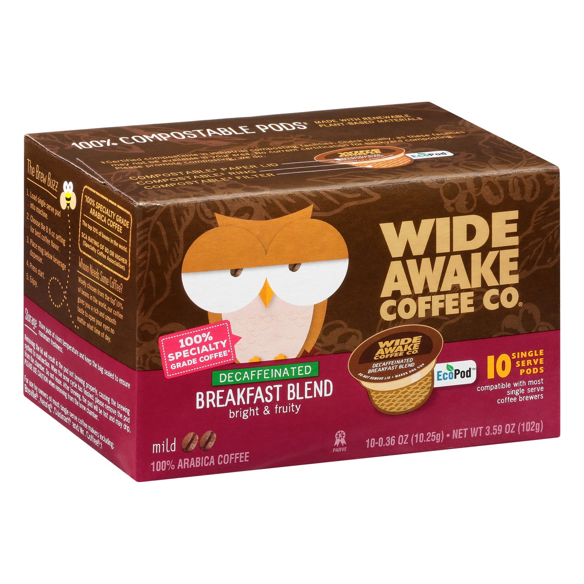 slide 3 of 15, Wide Awake Coffee Co. Single Serve Pods Decaffeinated Mild Breakfast Blend Coffee - 10 ct, 10 ct