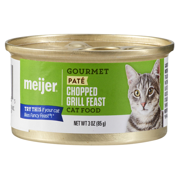 slide 1 of 1, Meijer Gourmet Pate'Chopped Grill Feast Cat Food, 3 oz