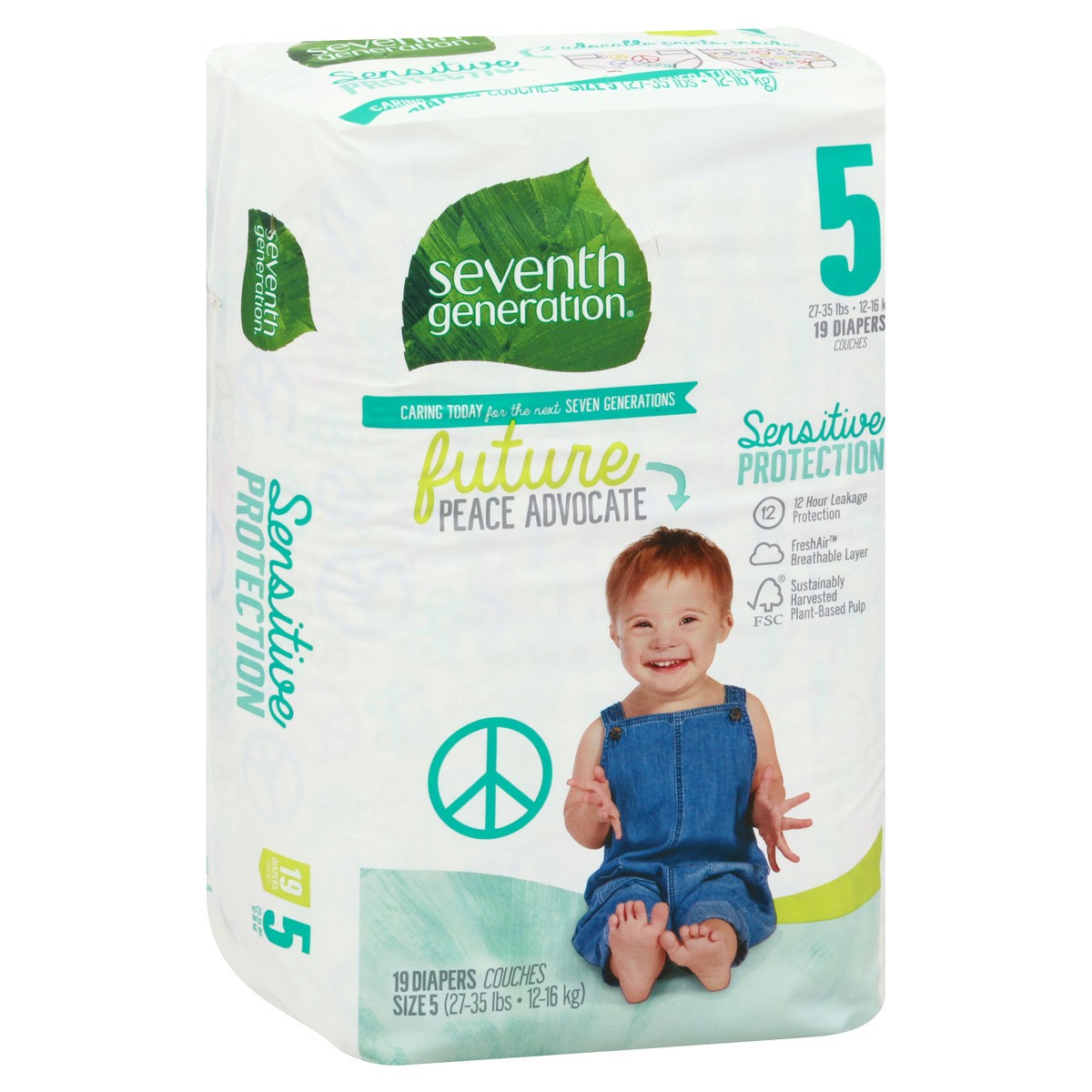 slide 6 of 9, Seventh Generation Baby Diapers Protection, Size 5, 19 Count, 1 PK