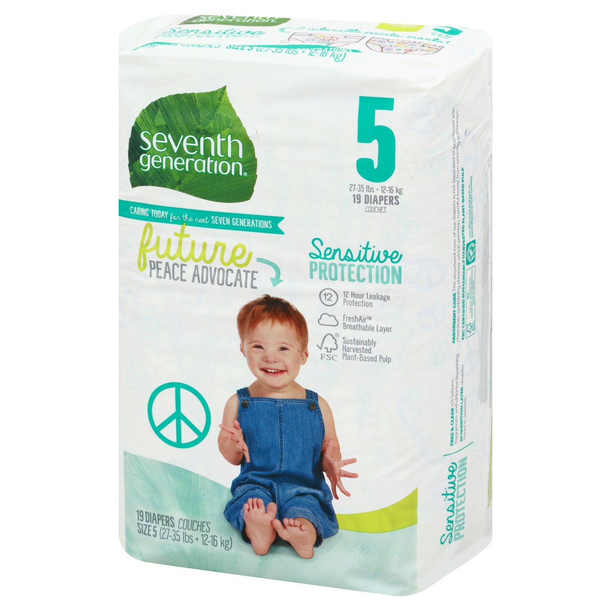 slide 2 of 9, Seventh Generation Baby Diapers Protection, Size 5, 19 Count, 1 PK