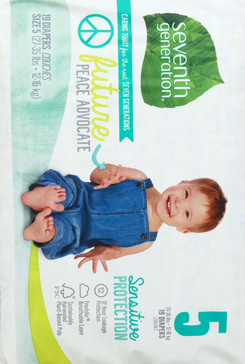 slide 5 of 9, Seventh Generation Baby Diapers Protection, Size 5, 19 Count, 1 PK