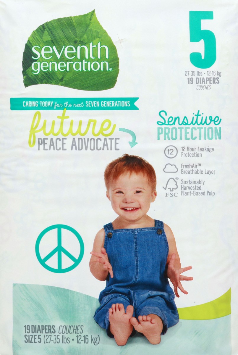 slide 8 of 9, Seventh Generation Baby Diapers Protection, Size 5, 19 Count, 1 PK