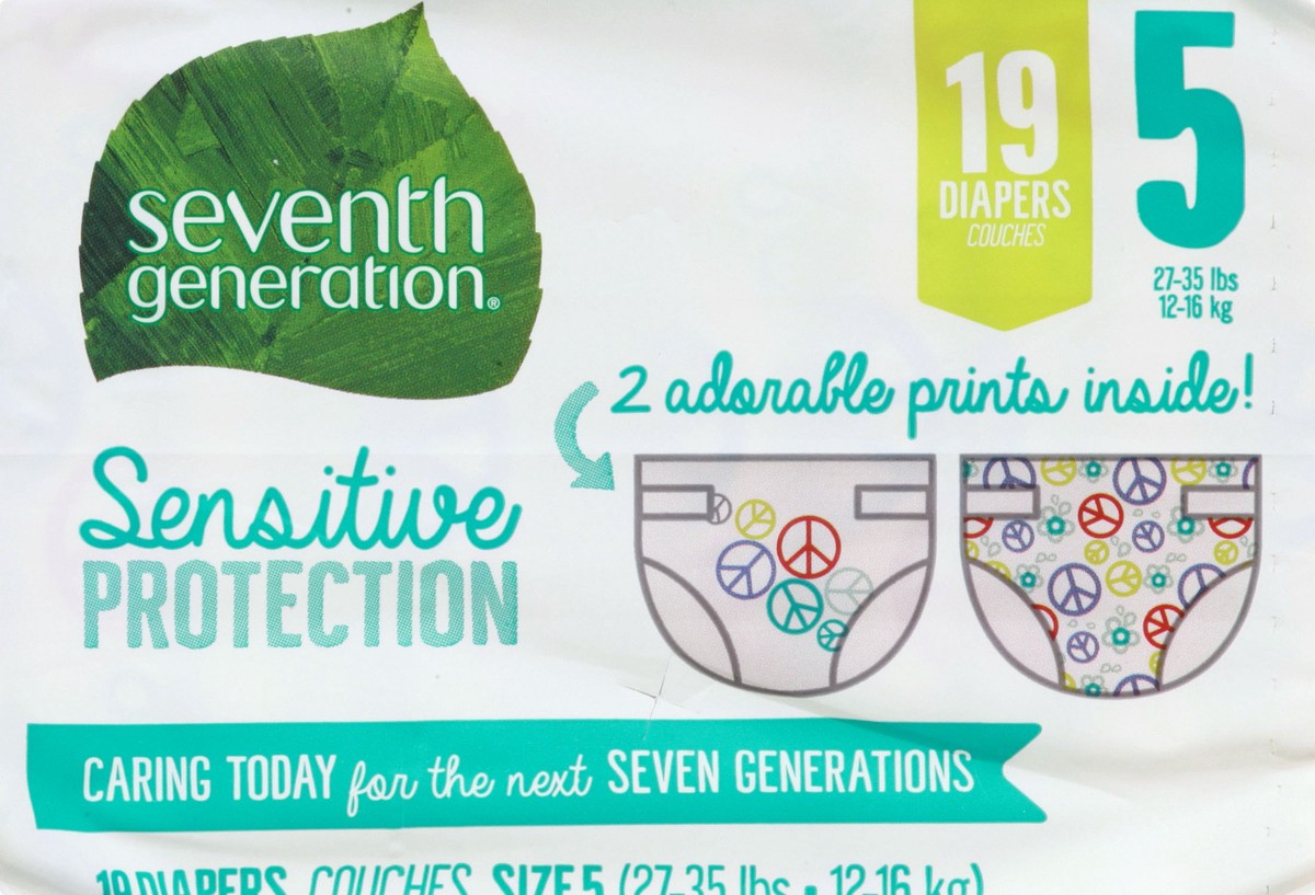 slide 7 of 9, Seventh Generation Baby Diapers Protection, Size 5, 19 Count, 1 PK