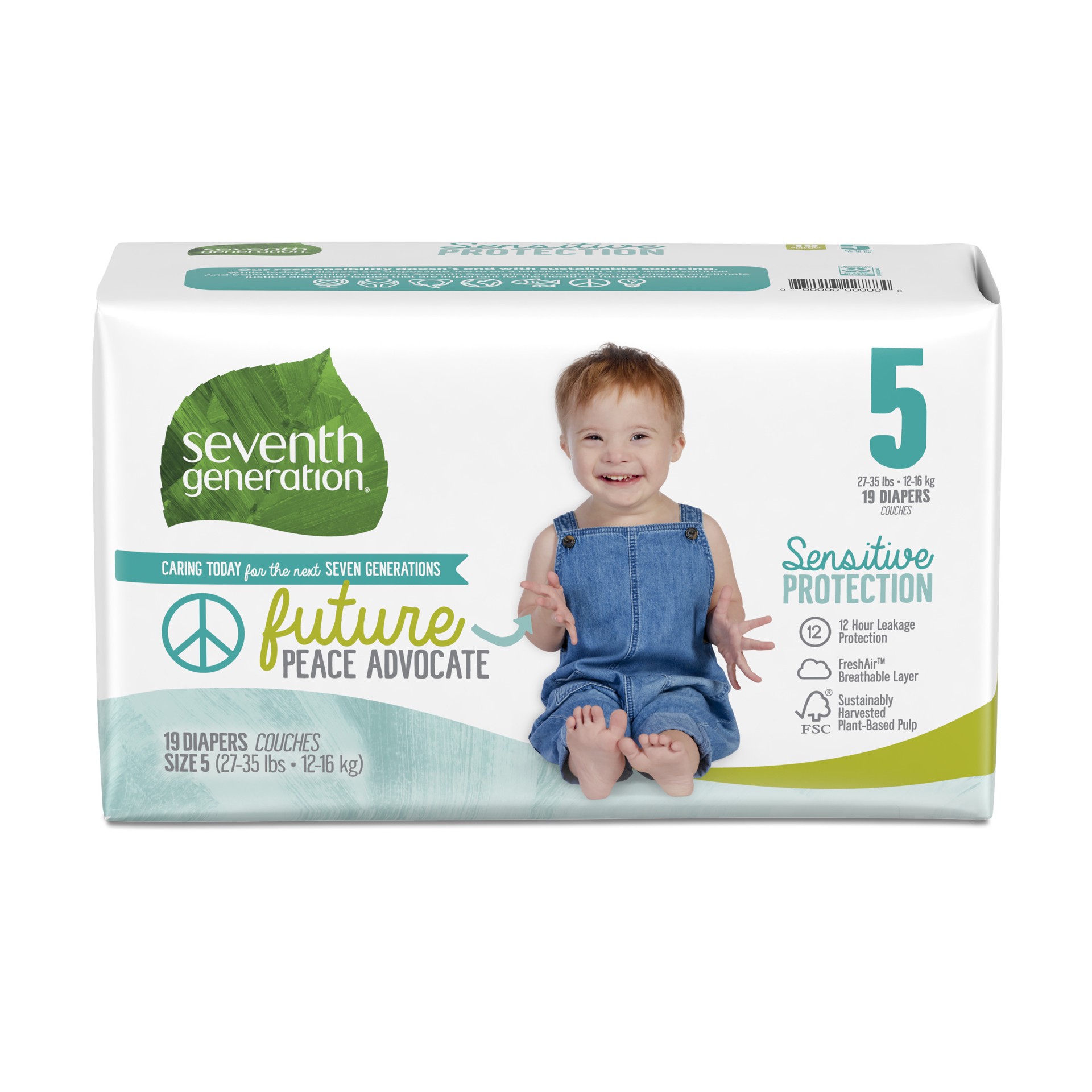 slide 1 of 9, Seventh Generation Baby Diapers Protection, Size 5, 19 Count, 1 PK